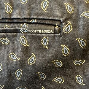 Men's Dark Navy Blue W/ Paisley Pattern Pants { 32 X 34 }